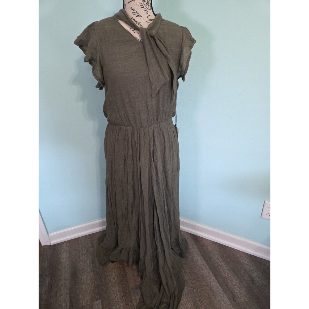 mia joy jollie dress army green maxi medium new with tags